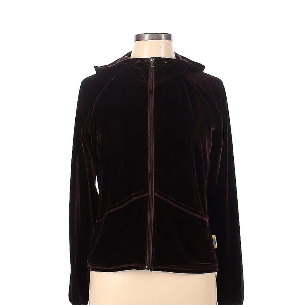 Brown Velour Zip-Up Hoodie